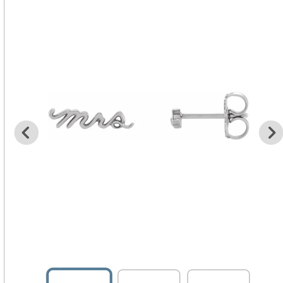 14k white gold friction post with back Mrs. Stud earrings - Picture 3 of 8